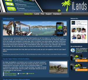 : Website-Referenzen :: Neue Website www.iLands.eu preist Reisefhrer-iPhone-App an :